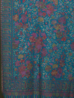 Elegant Shawl Wool Blend with Kaani Pattern in Blue