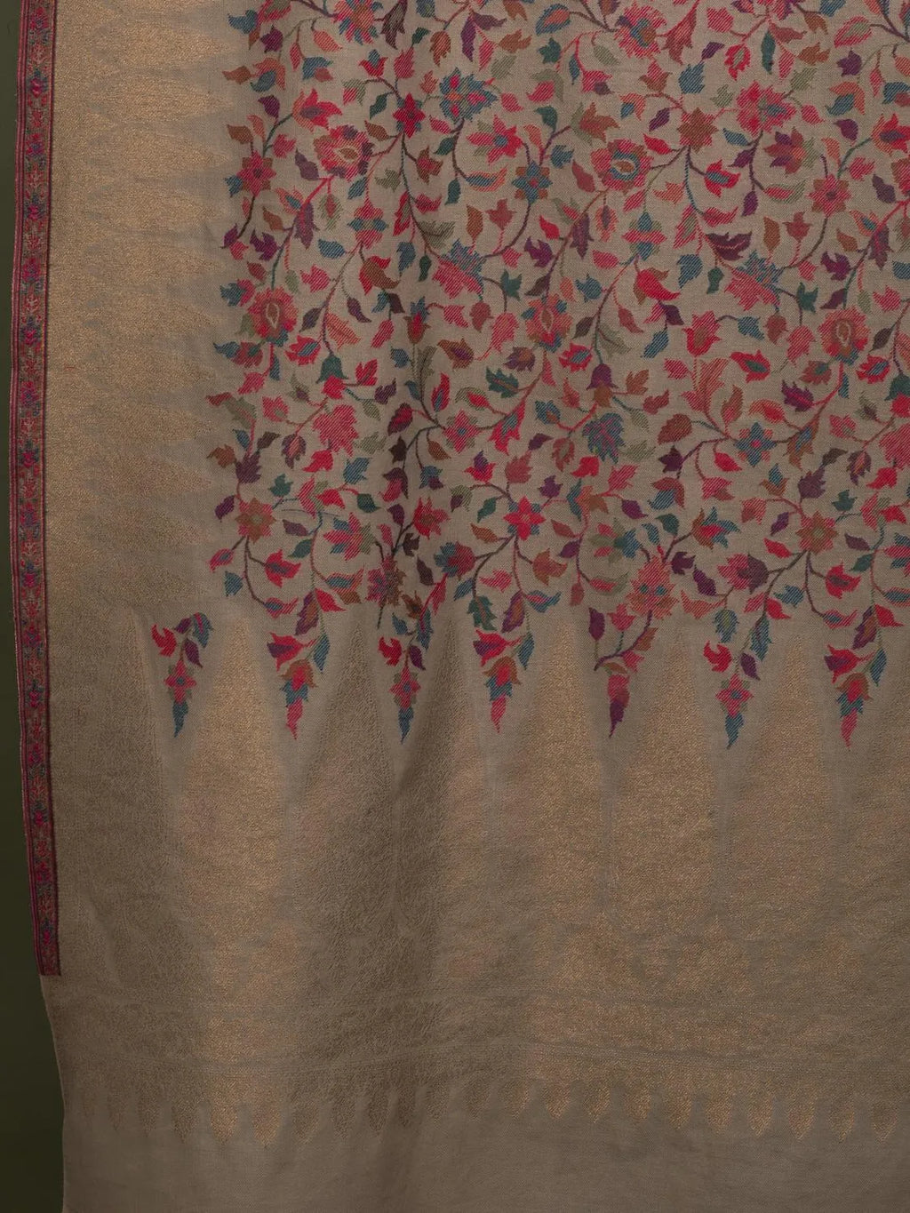 Classic Shawl Wool Blend with Kaani Pattern in Beige