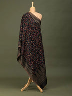 Elegant Shawl Wool Blend with Kaani Pattern in Black