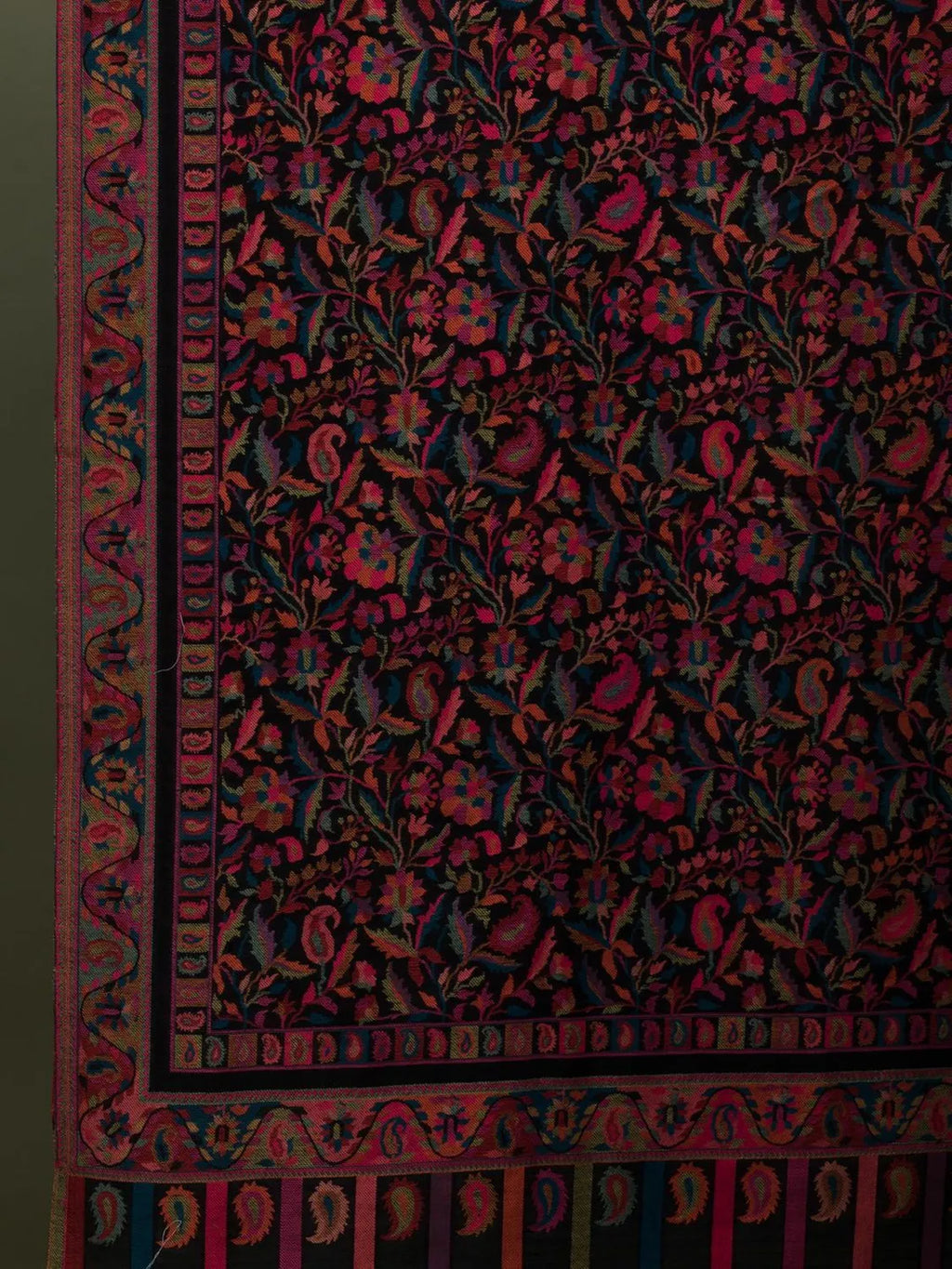 Elegant Shawl Wool Blend with Kaani Pattern in Black