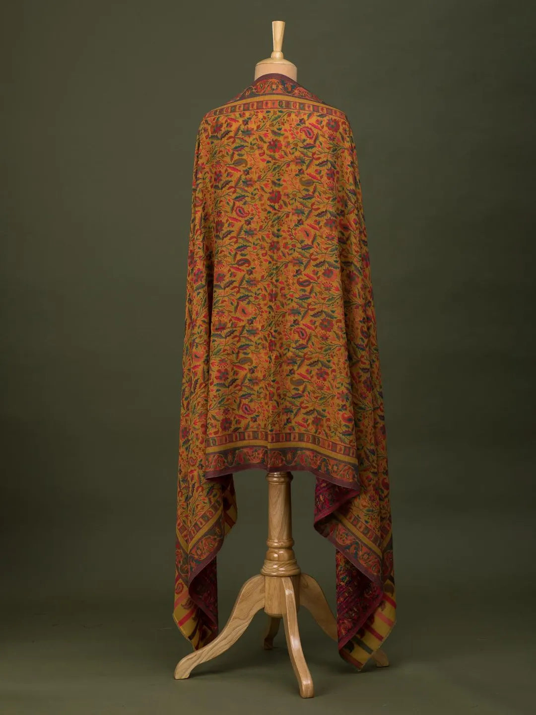 Classic Shawl Wool Blend with Kaani Pattern in Yellow