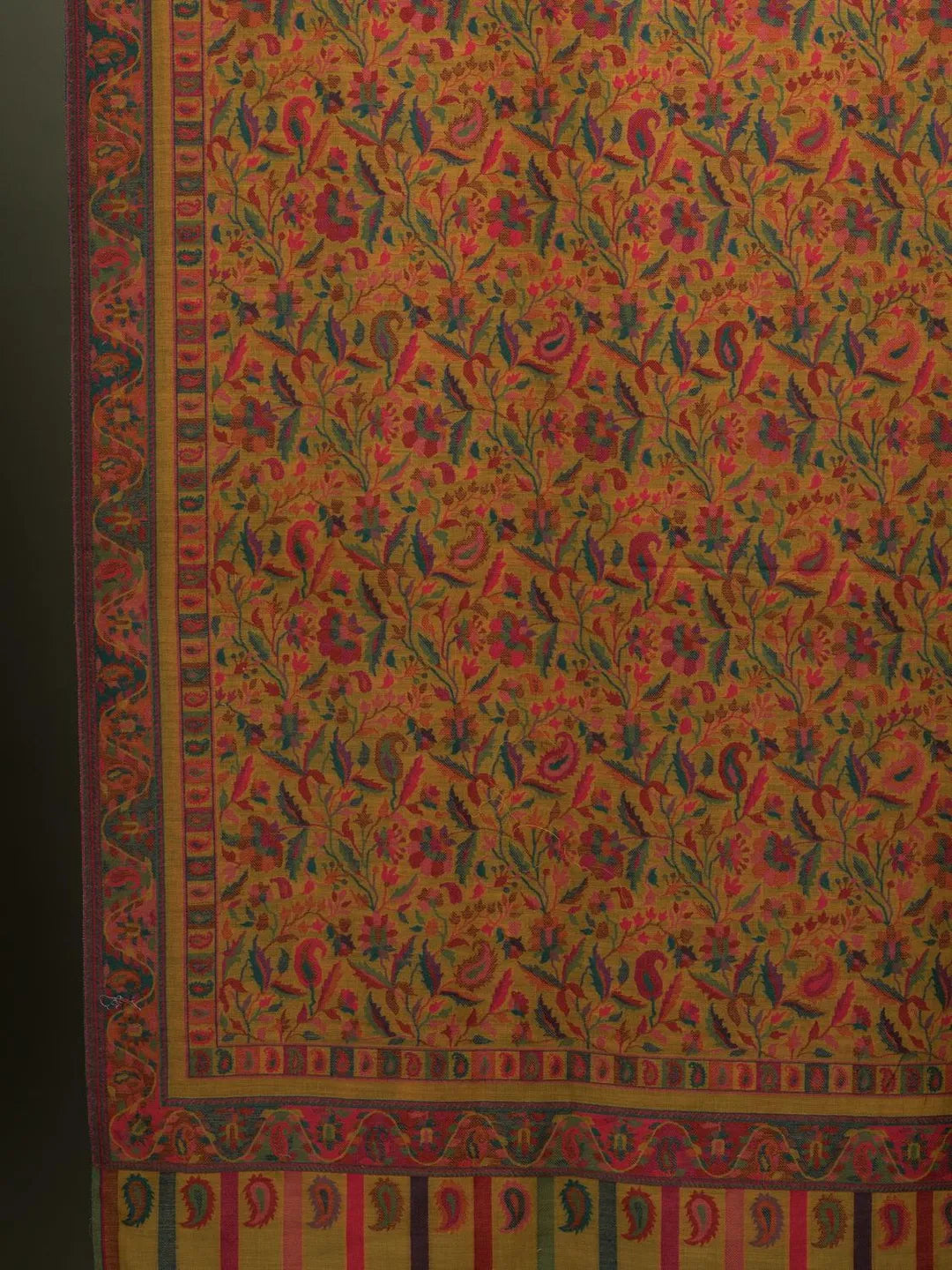 Classic Shawl Wool Blend with Kaani Pattern in Yellow