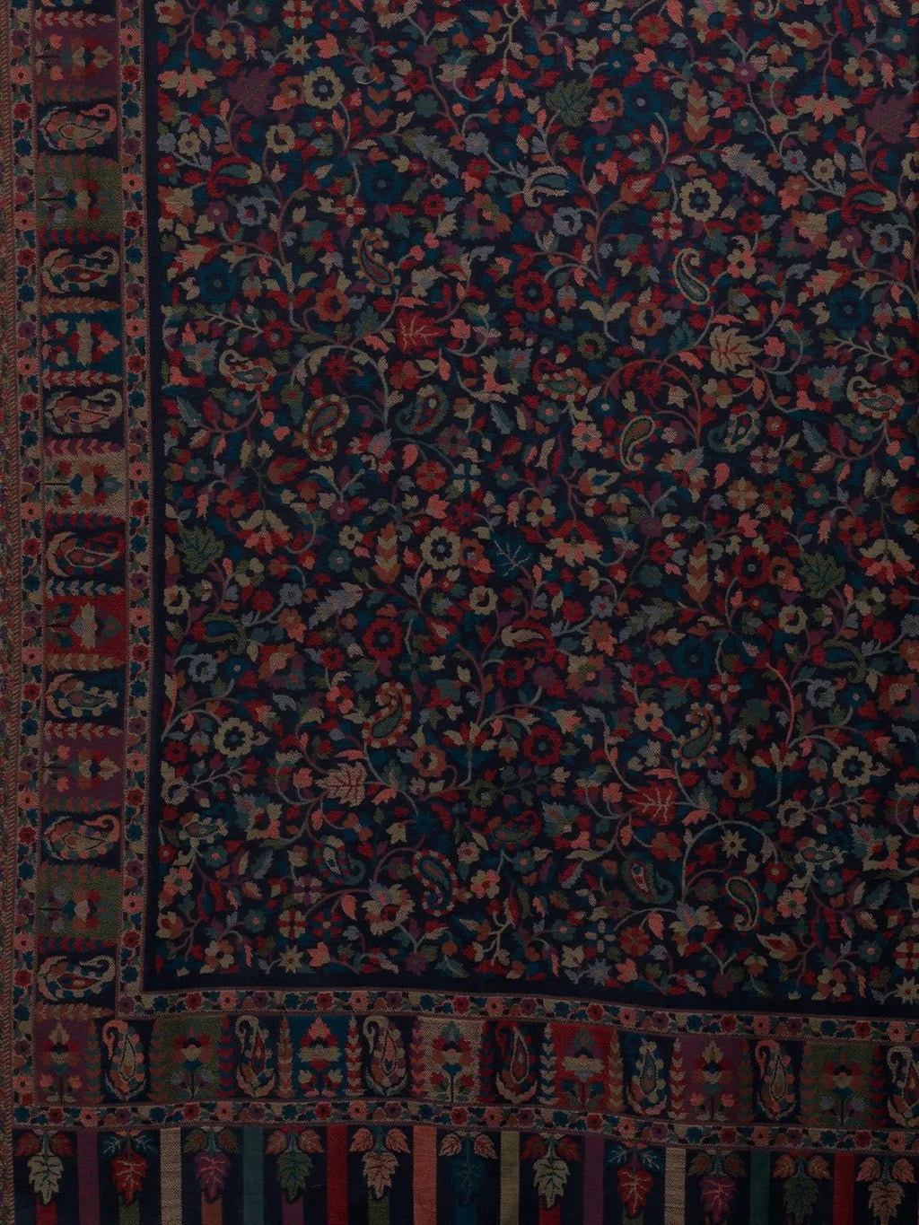 Classic Shawl Wool Blend with Kaani Pattern in Blue