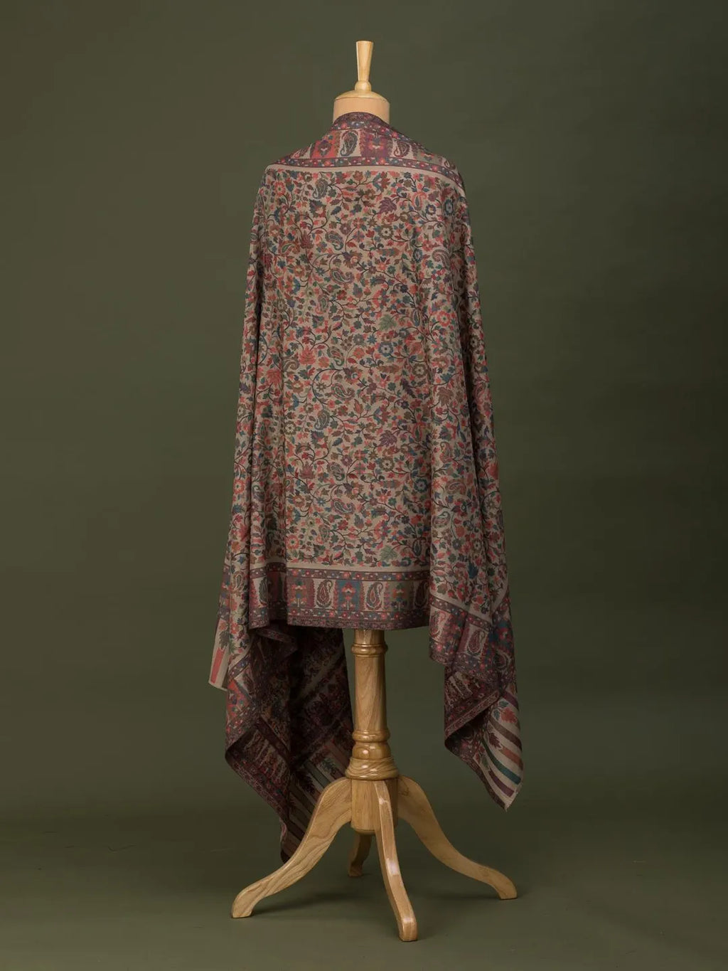 Classic Shawl Wool Blend with Kaani Pattern in Beige