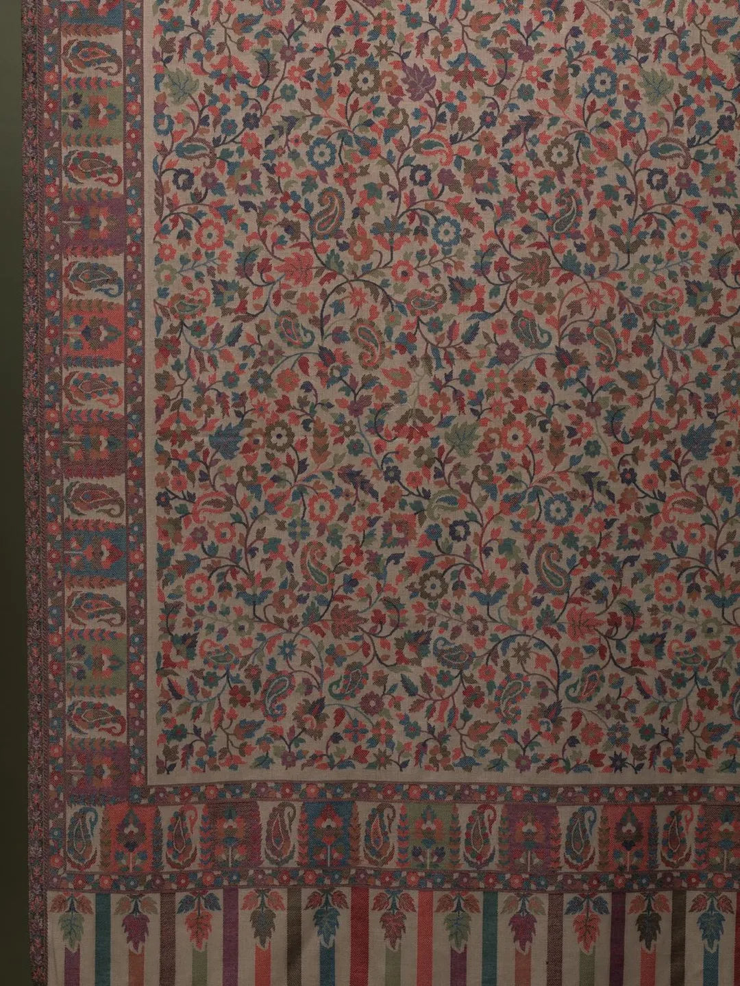 Classic Shawl Wool Blend with Kaani Pattern in Beige