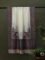 Classic Shawl Wool Blend with Kaani Pattern in White