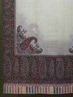 Classic Shawl Wool Blend with Kaani Pattern in White