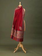 Elegant Shawl Wool Blend with Kaani Pattern in Red