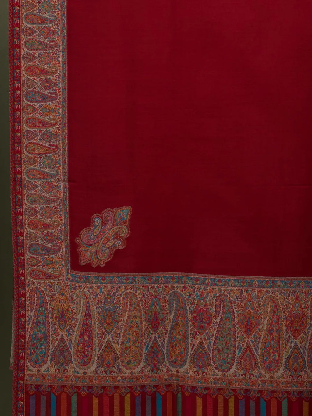 Elegant Shawl Wool Blend with Kaani Pattern in Red