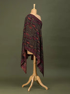 Elegant Stole Wool Blend with Kaani Pattern in Black