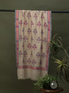 Elegant Stole Wool Blend with Jaal Pattern in Beige