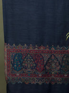 Elegant Stole Wool Blend with Palla With Zari Pattern in Blue