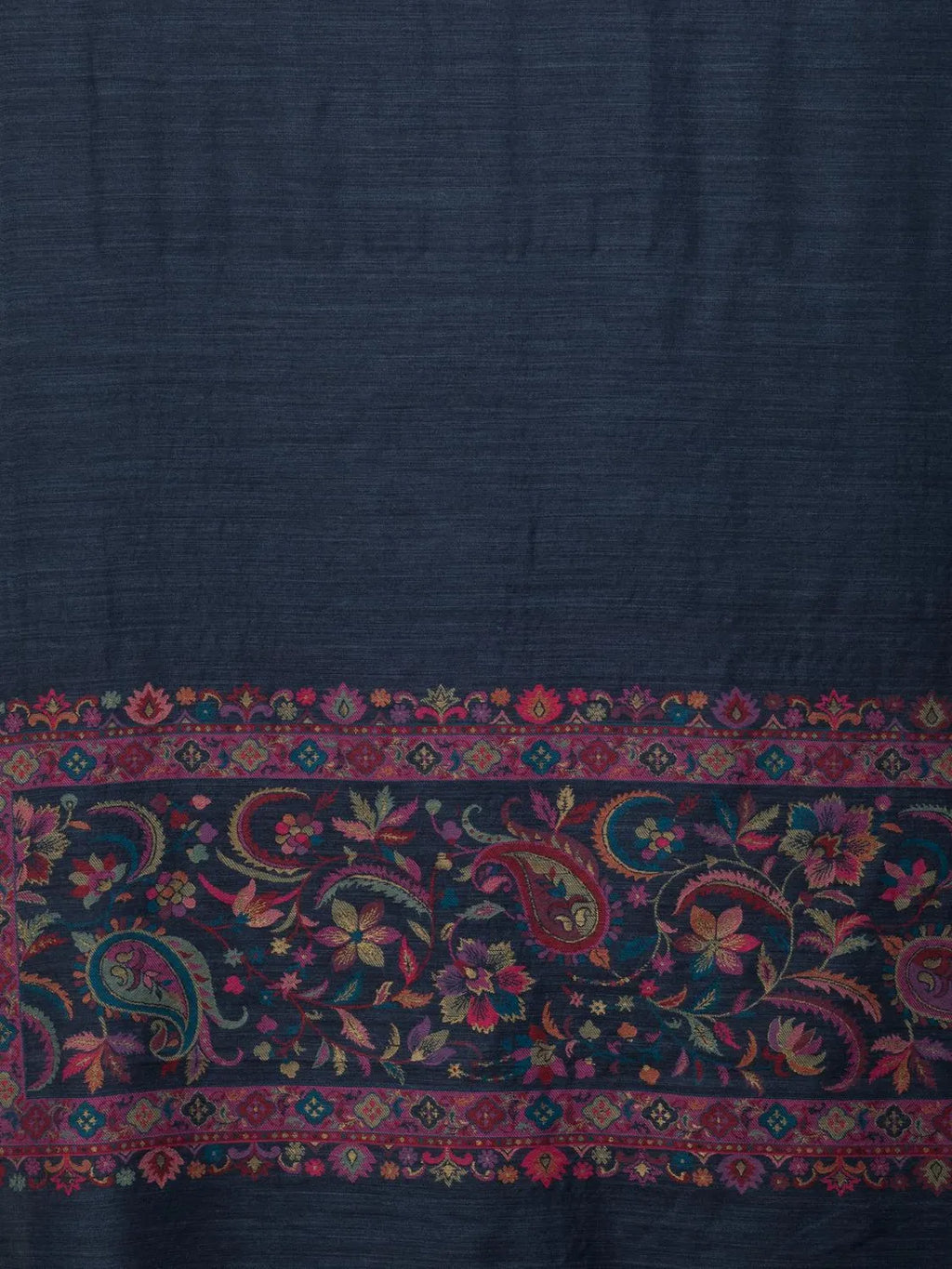 Elegant Stole Wool Blend with Palla With Zari Pattern in Blue