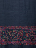 Elegant Stole Wool Blend with Palla With Zari Pattern in Blue