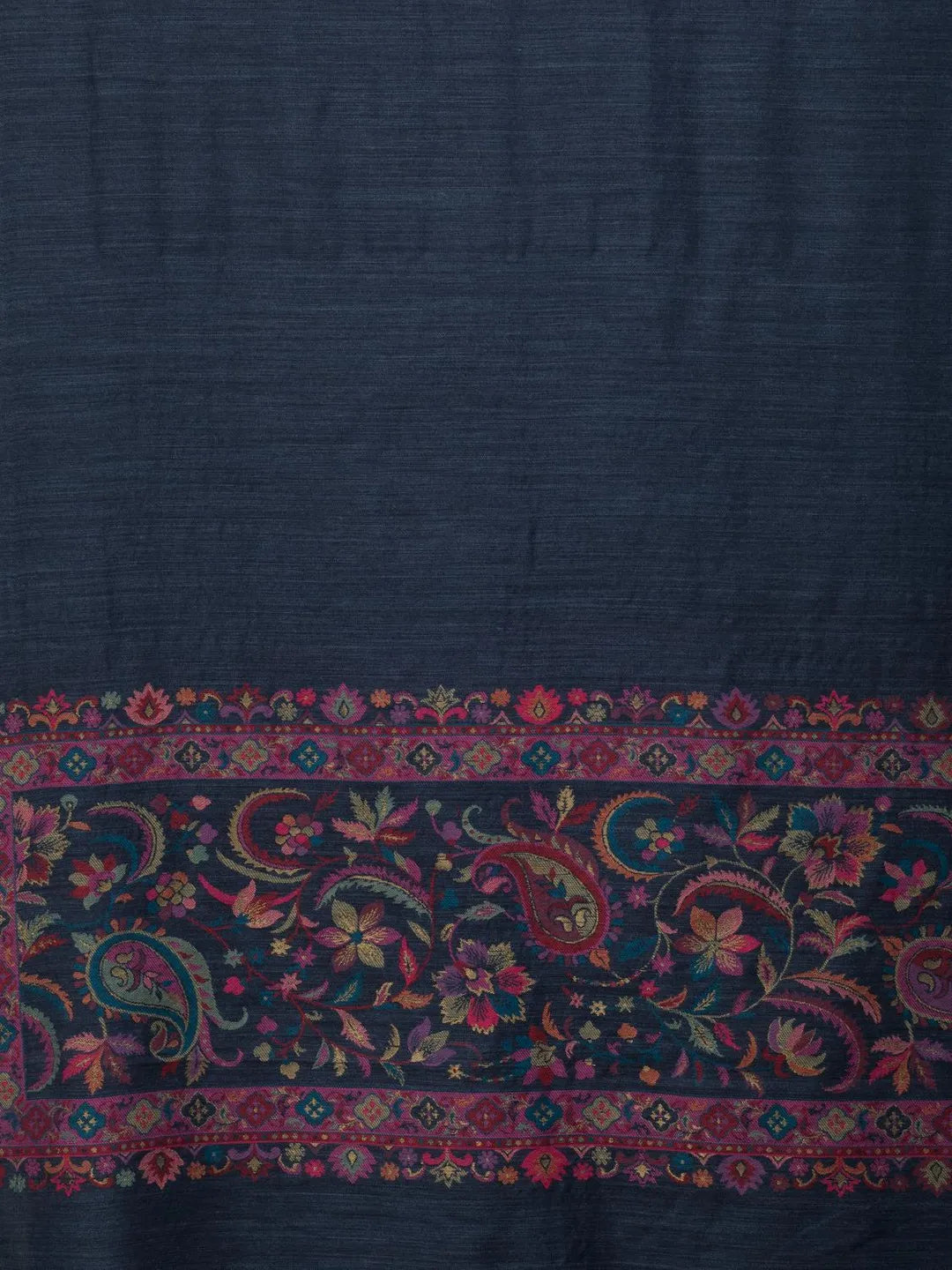 Elegant Stole Wool Blend with Palla With Zari Pattern in Blue