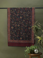 Chic Stole Wool Blend with Jaal With Zari Pattern in Black