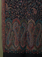 Elegant Stole Wool Blend with Jaal With Zari Pattern in Black