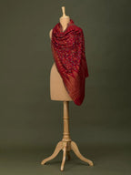 Chic Stole Wool Blend with Kaani Pattern in Red