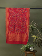 Chic Stole Wool Blend with Kaani Pattern in Red
