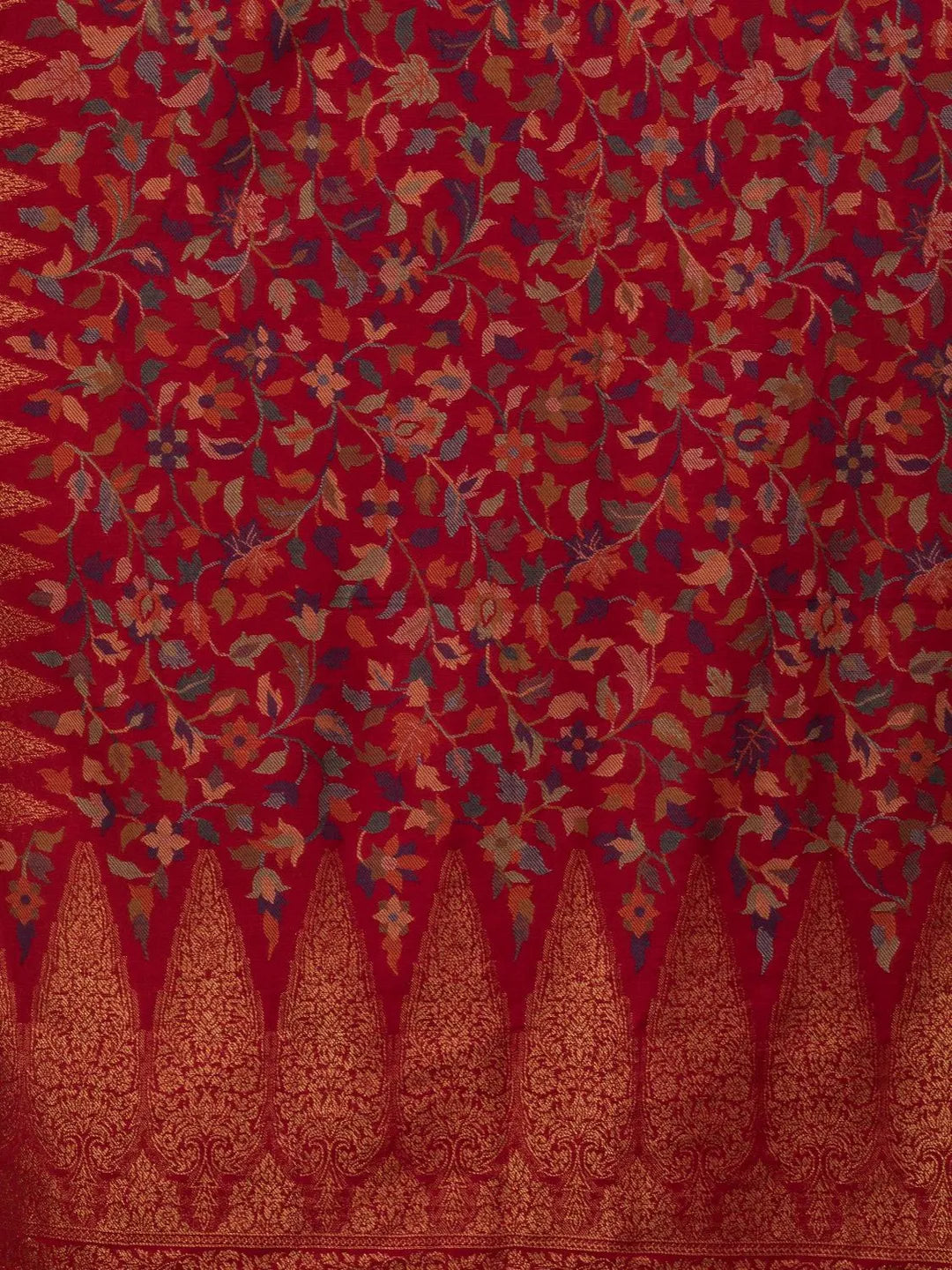 Chic Stole Wool Blend with Kaani Pattern in Red