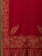 Elegant Stole Wool Blend with Jacquard Pattern in Red