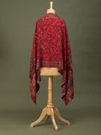 Elegant Stole Wool Blend with Kaani Pattern in Red