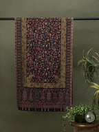 Elegant Stole Wool Blend with Jacquard Pattern in Black