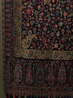 Elegant Stole Wool Blend with Jacquard Pattern in Black