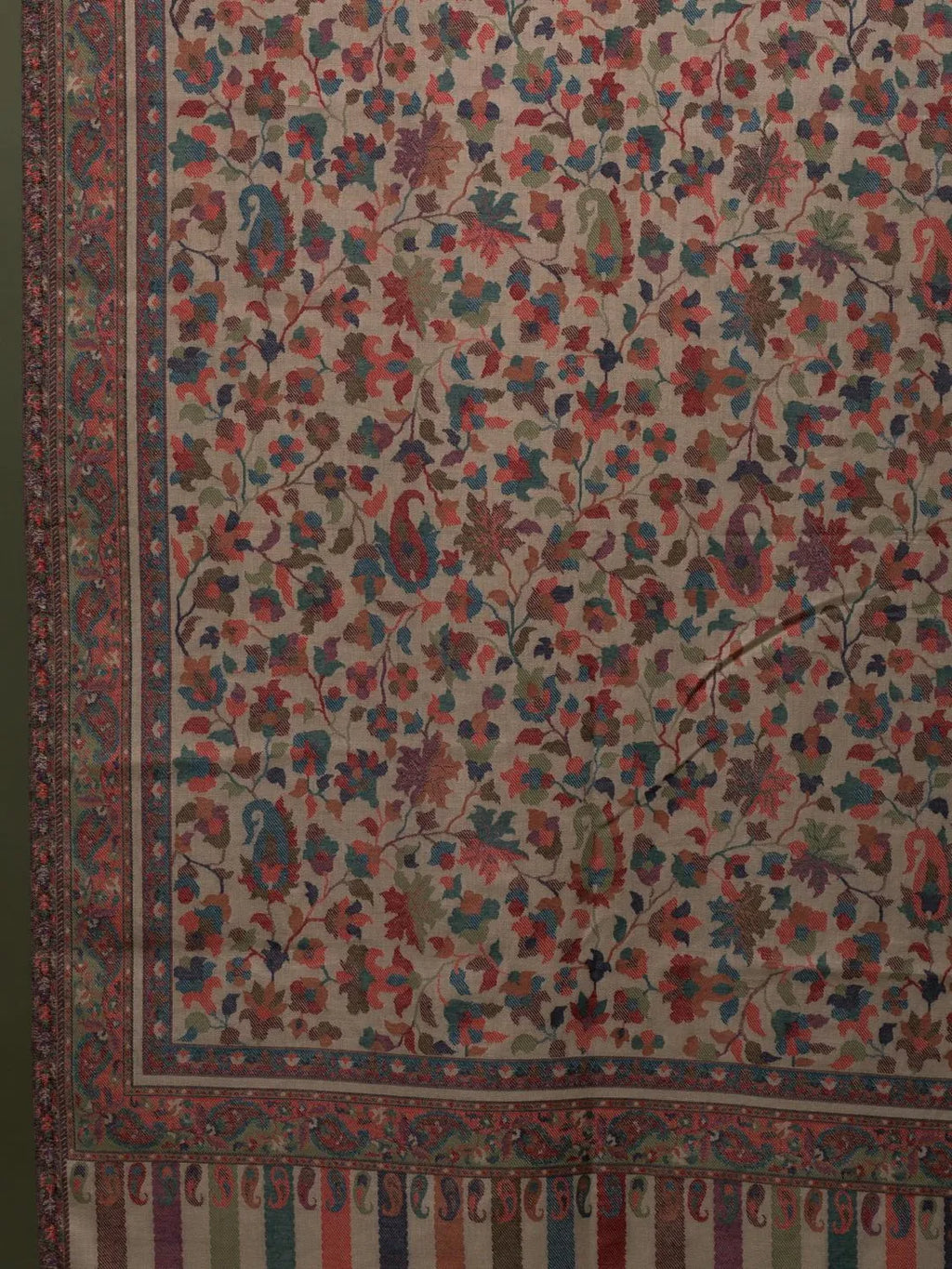 Chic Stole Wool Blend with Kaani Pattern in Beige