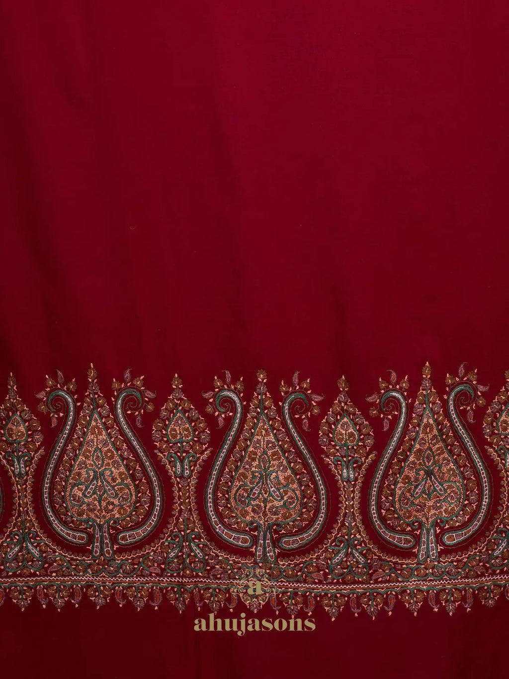 Classic Cashmina Shawl with Palla Pattern in Maroon