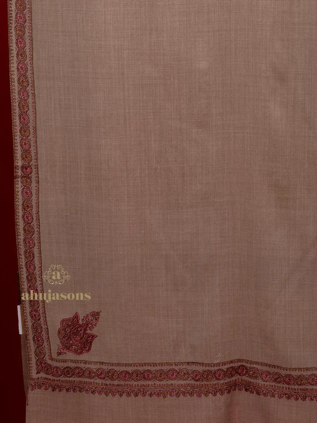 Elegant Cashmina Shawl with Hashia Pattern in Beige