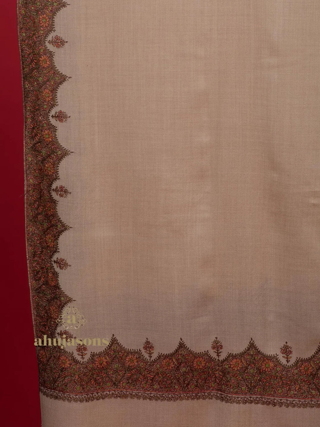 Elegant Cashmina Shawl with Fancy Border Pattern in Beige