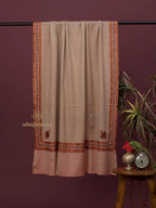 Classic Cashmina Shawl with Fancy Border Pattern in Beige