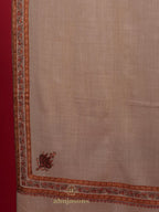 Classic Cashmina Shawl with Fancy Border Pattern in Beige