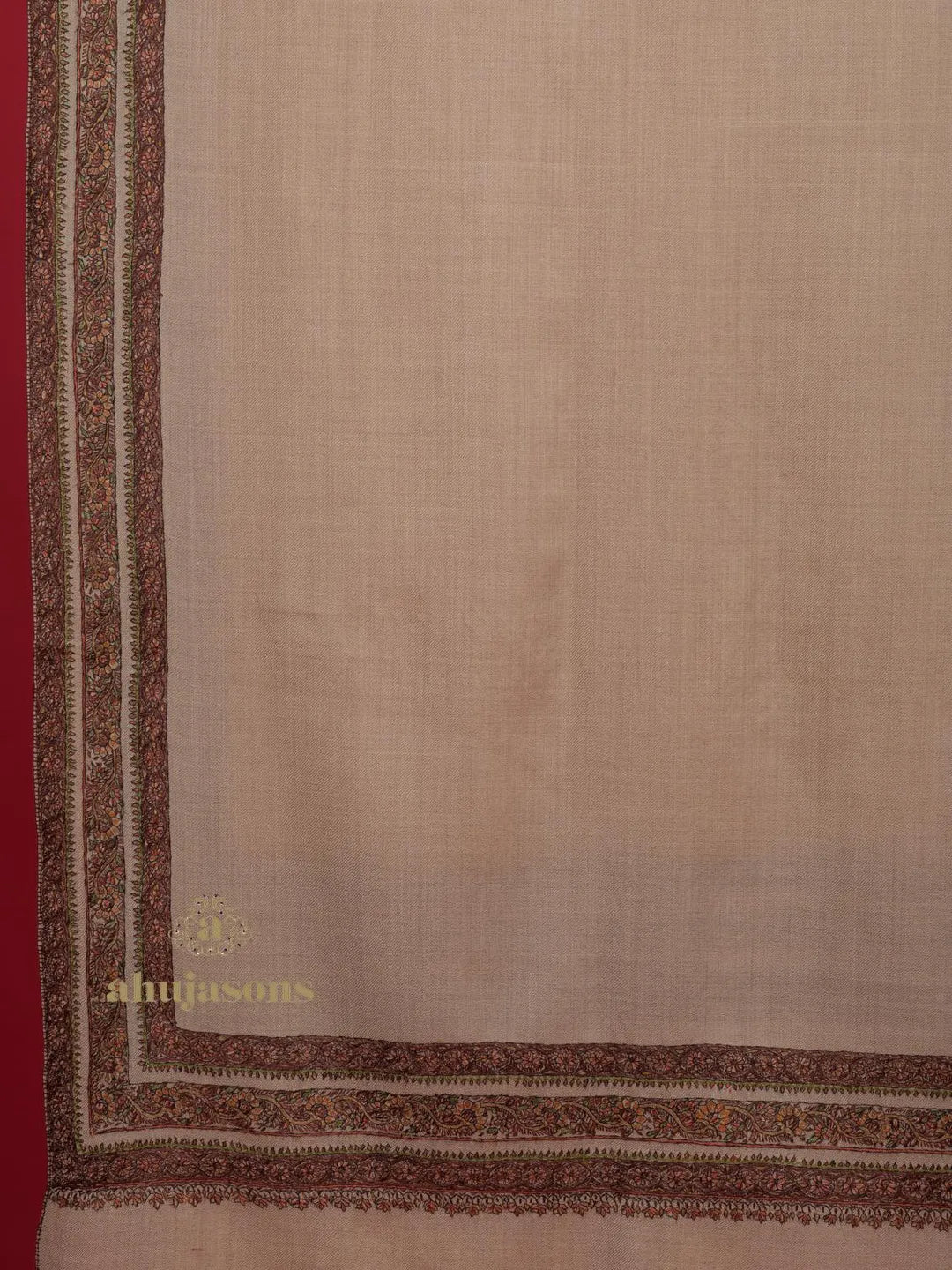 Elegant Cashmina Shawl with Fancy Border Pattern in Beige