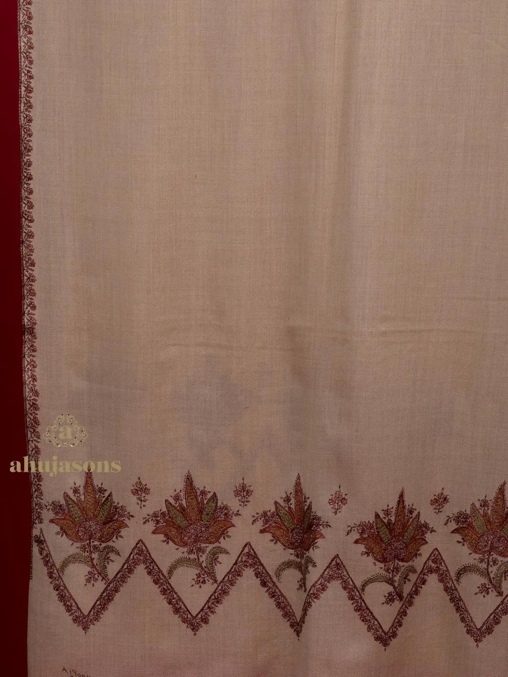 Classic Cashmina Shawl with Daur Pattern in Beige