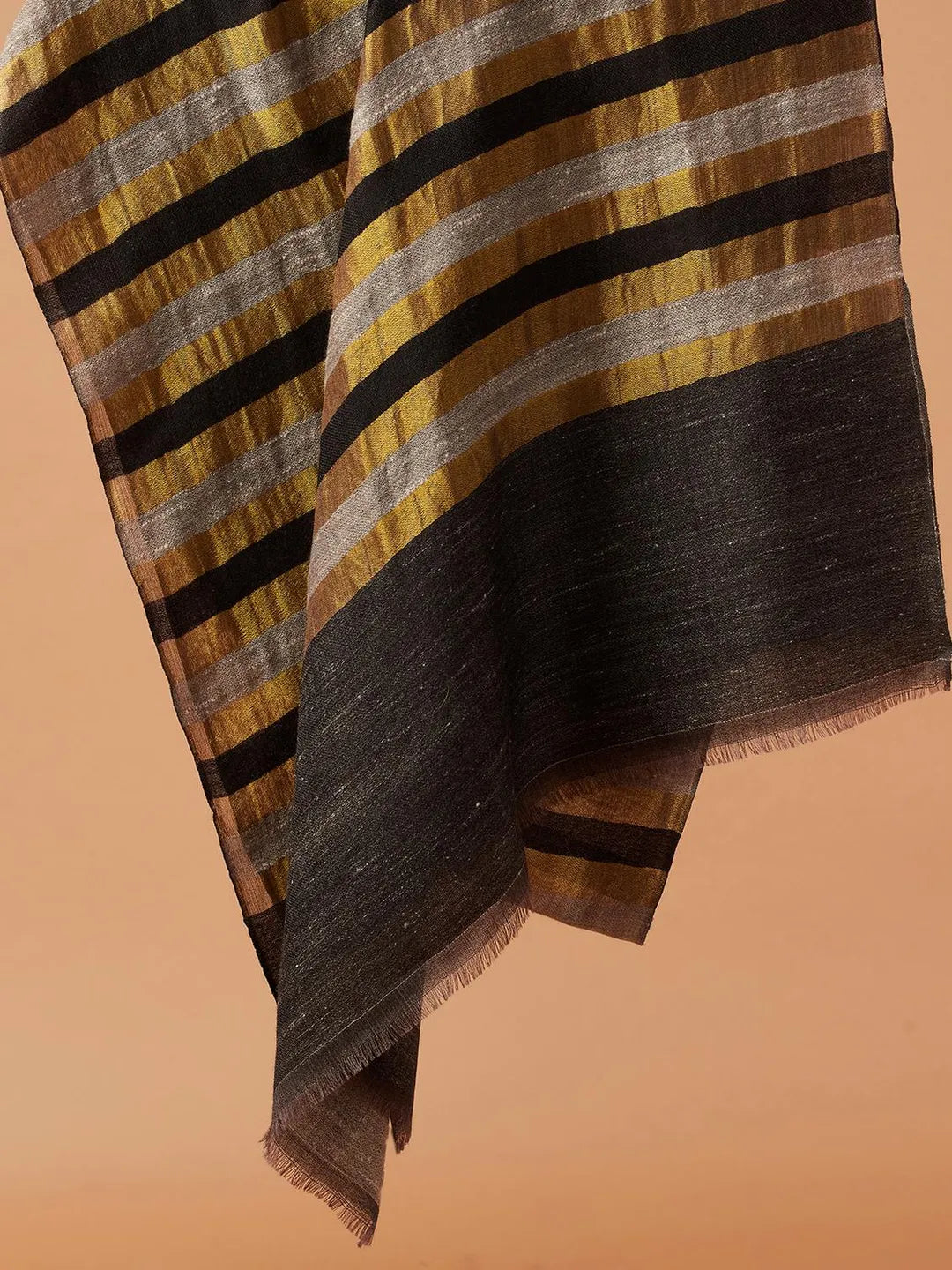 Contemporary Style Cashmere Stole in Black & Gold