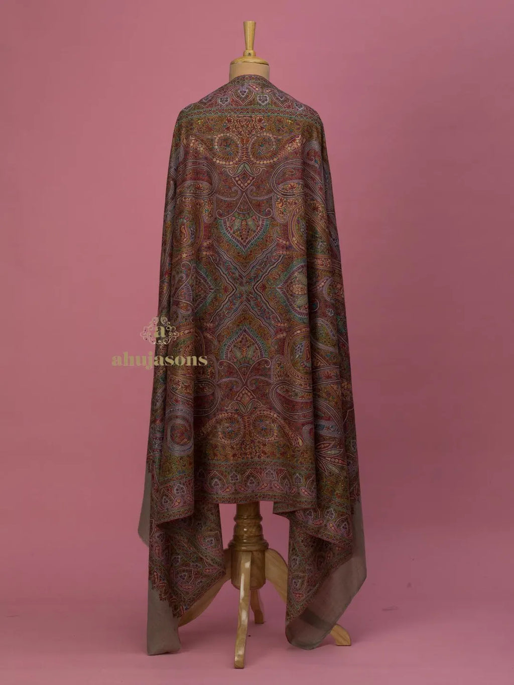 Classic Handloom Pashmina Shawl – Aabdaar Embroidery in Soft Beige Hue