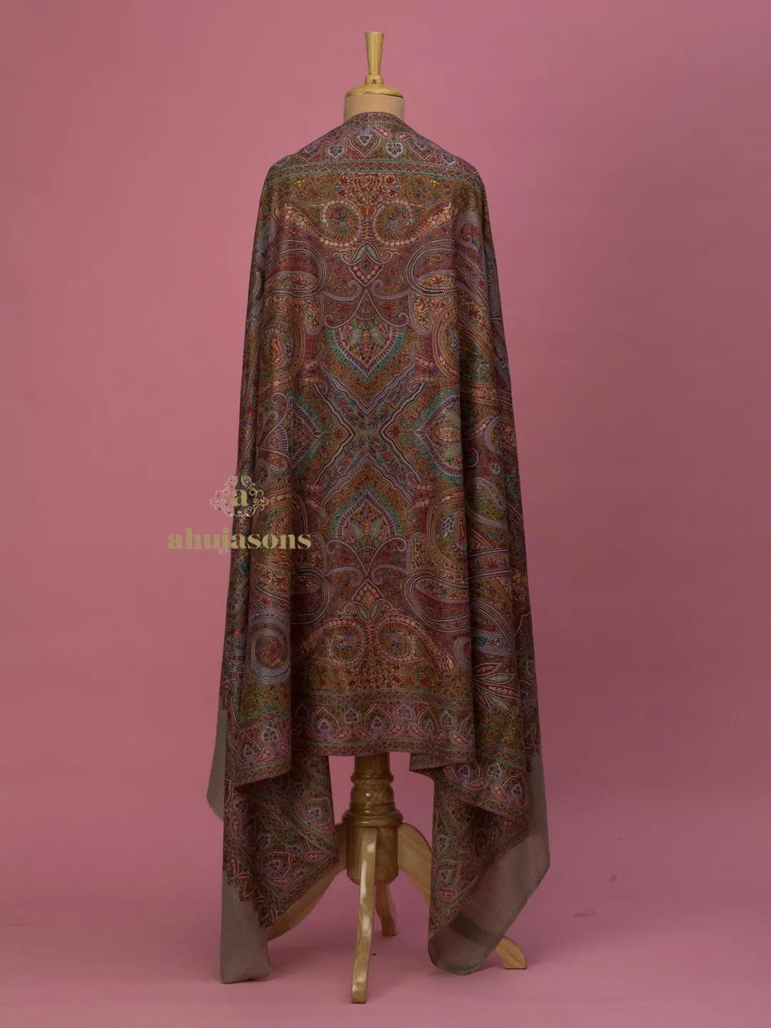 Classic Handloom Pashmina Shawl – Aabdaar Embroidery in Soft Beige Hue