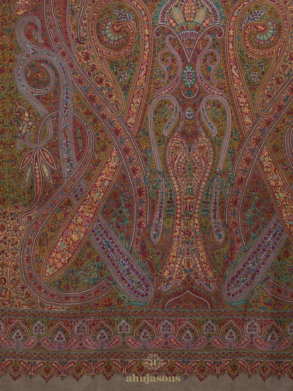 Classic Handloom Pashmina Shawl – Aabdaar Embroidery in Soft Beige Hue