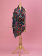 Elegant Handloom Pashmina Shawl Paper Mache Art in Grey