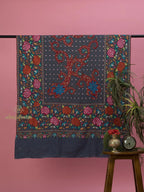 Elegant Handloom Pashmina Shawl Paper Mache Art in Grey