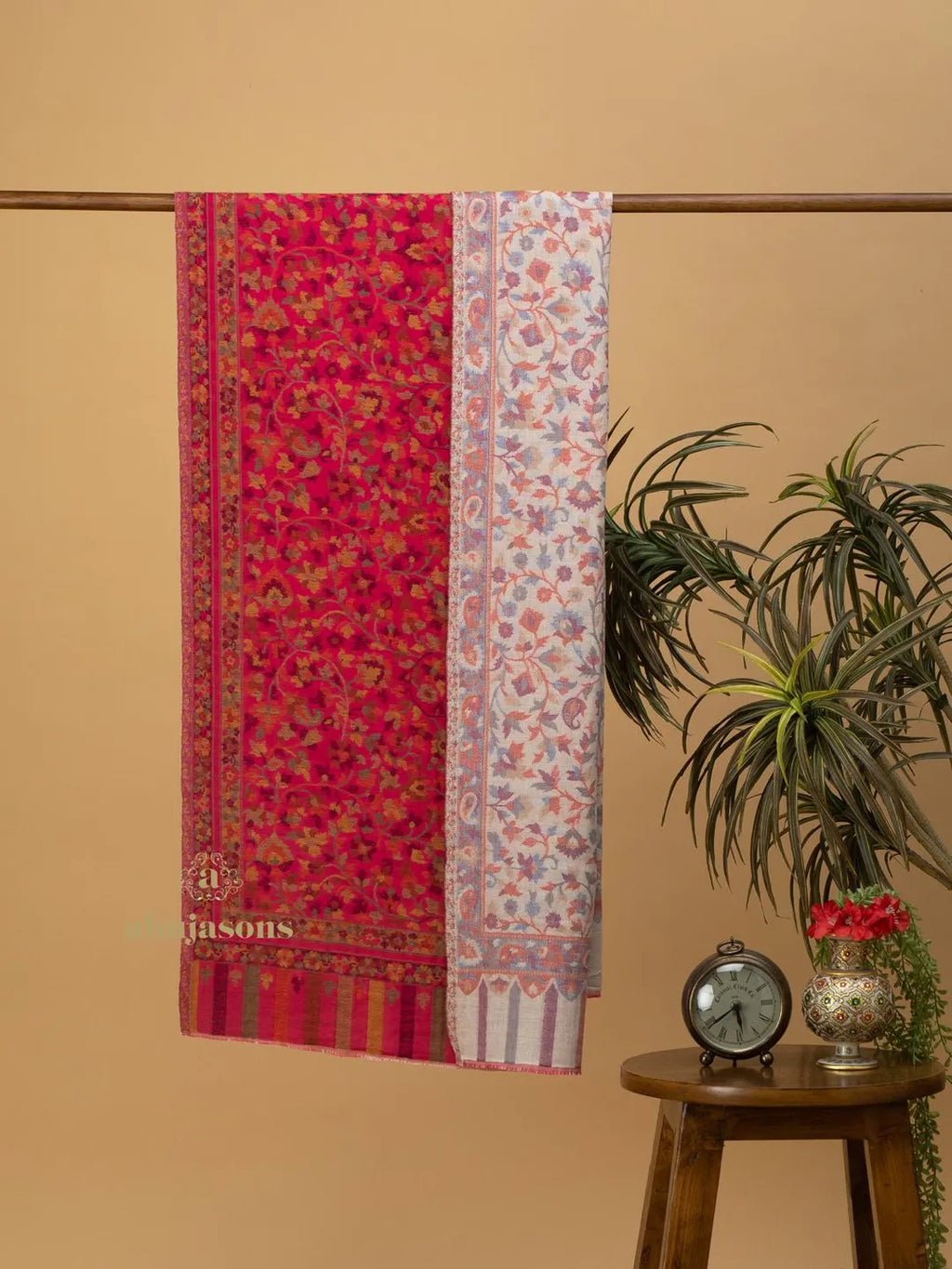 Chic Stole Wool Blend with Kaani Pattern in Multi