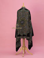 Elegant Handloom Pashmina Shawl Paper Mache Art in Black