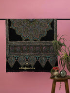 Elegant Handloom Pashmina Shawl Paper Mache Art in Black