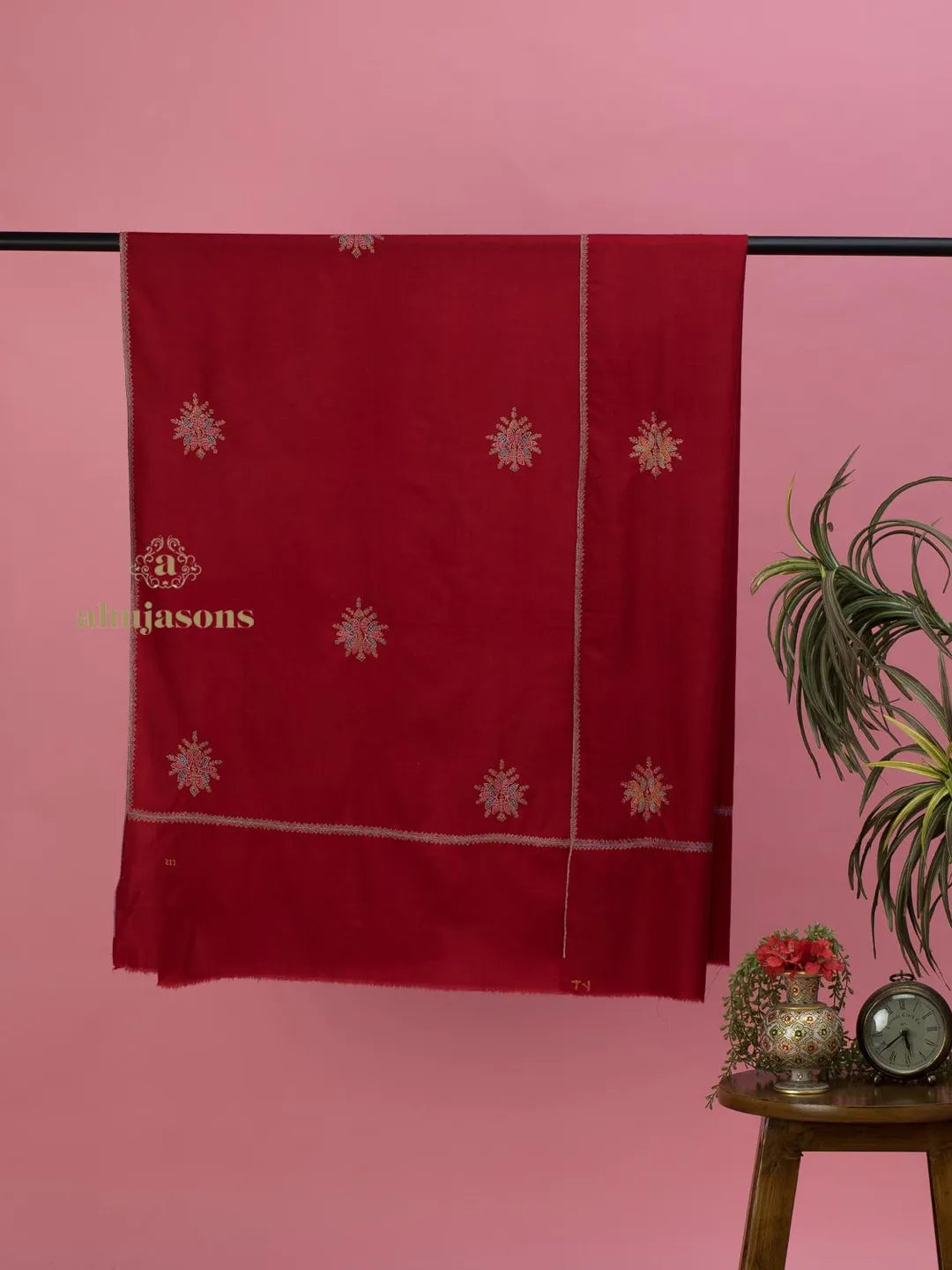 Classic Handloom Pashmina Shawl in Red