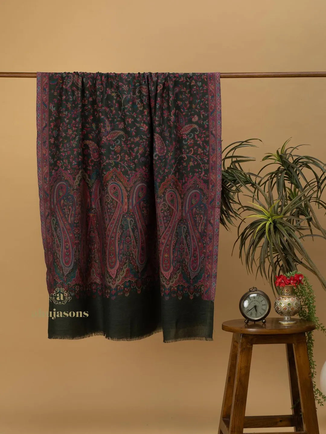 Classic Shawl Wool Blend with Jaal With Zari Pattern in Multi