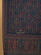 Elegant Shawl Wool Blend with Jaal Pattern in Blue