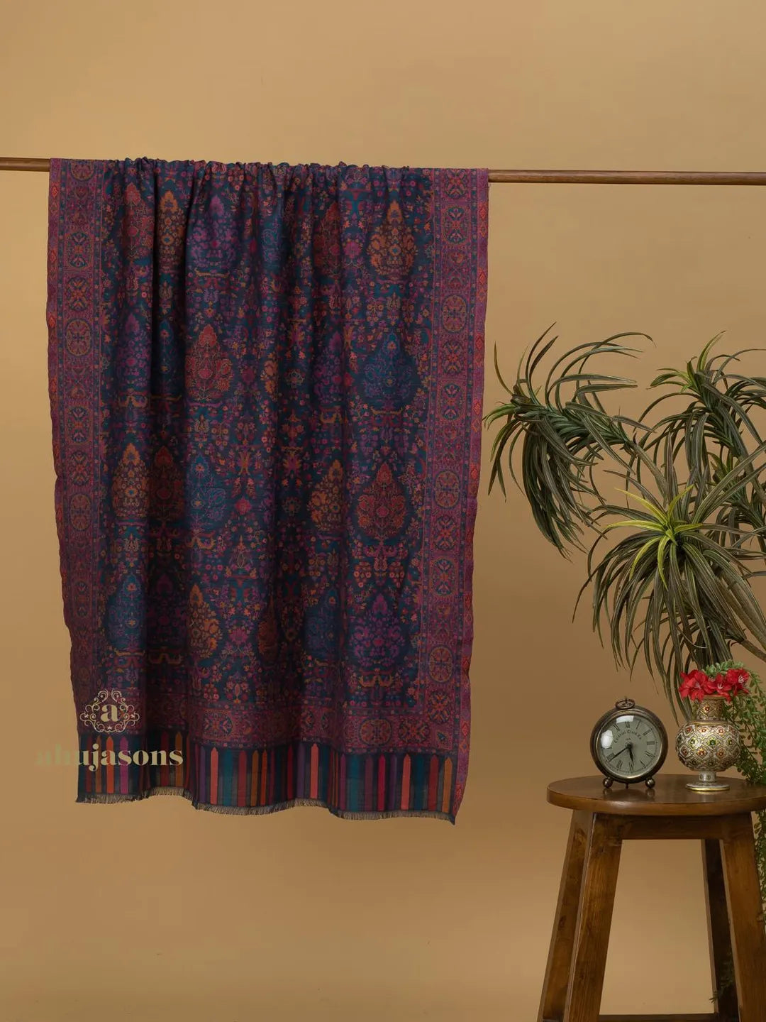 Classic Shawl Wool Blend with Jaal Pattern in Multi