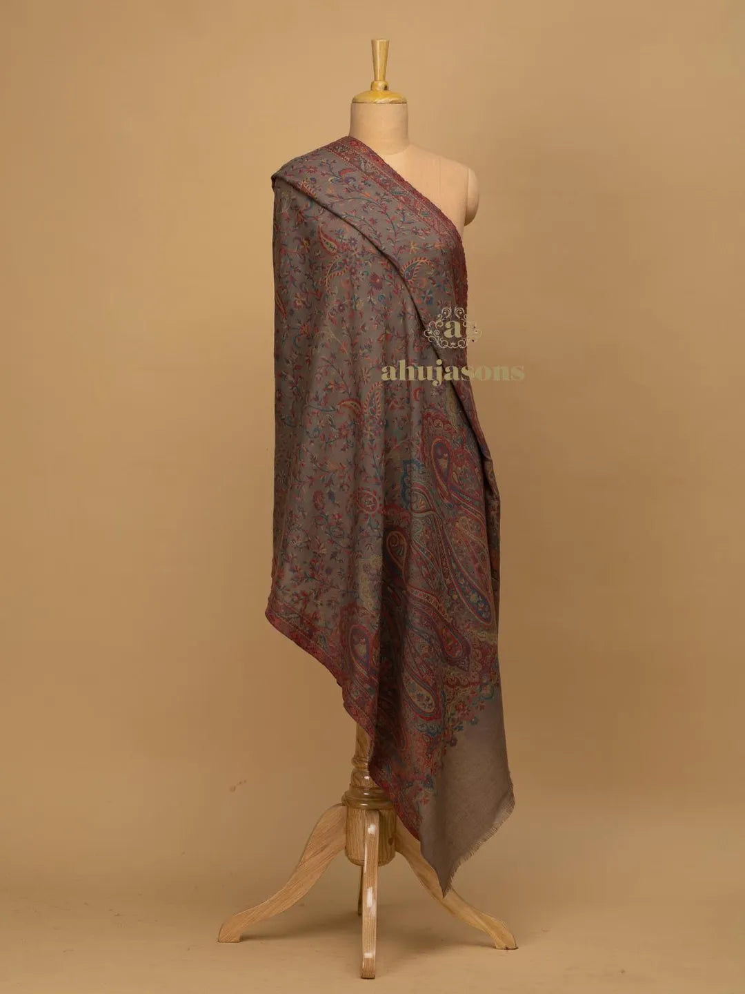 Classic Shawl Wool Blend with Jaal With Zari Pattern in Multi